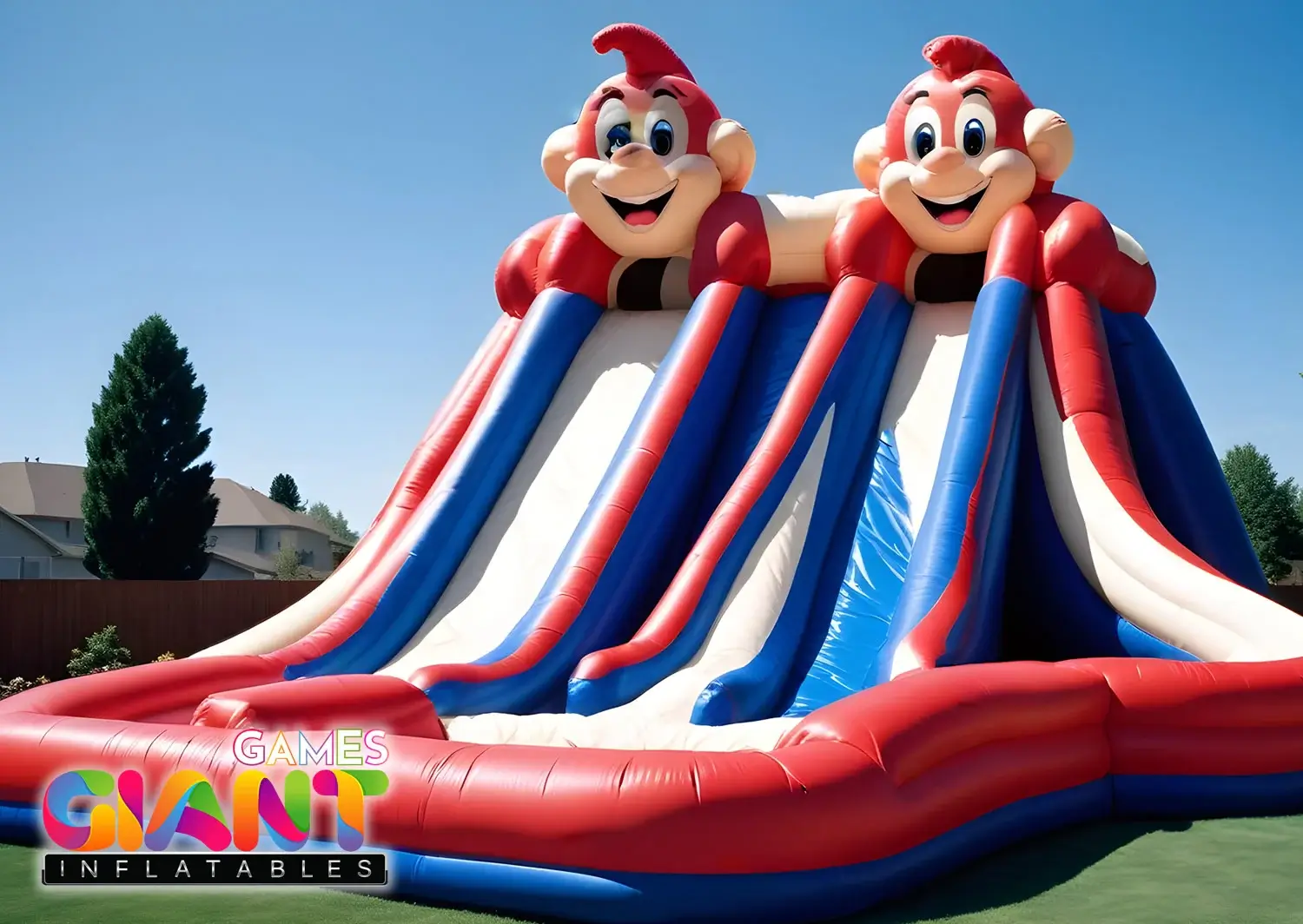 Dual-lane-inflatable-giant-high-slide