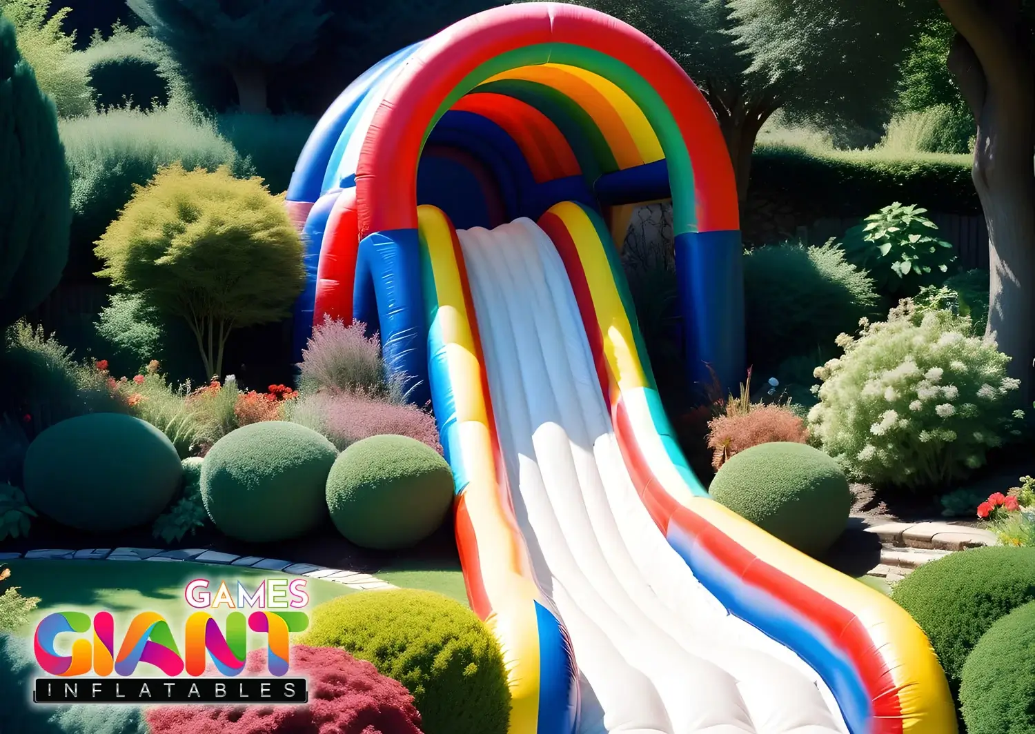 Outdoor-rainbow-inflatable-slide